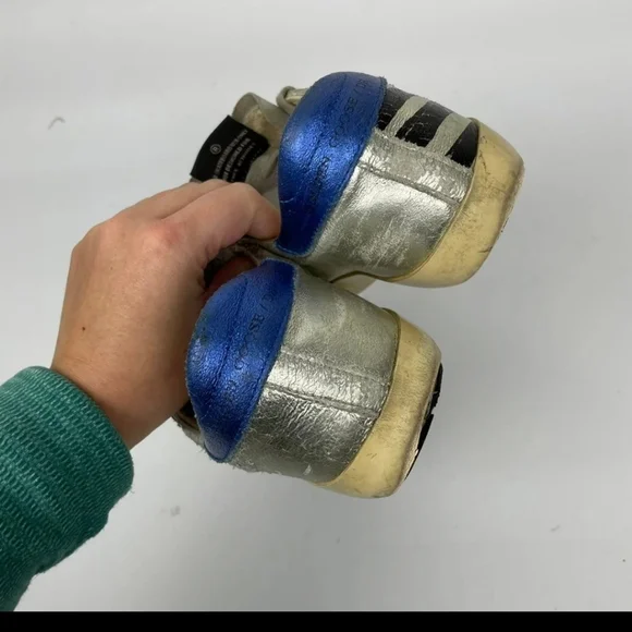 Golden Goose"RARE" Superstar Silver Blue Flag Sneakers - Picture 8 of 14